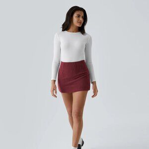 Halara Women's Pomegranate High-Waist 2-in-1 Corduroy A-Line Mini Skort Size S